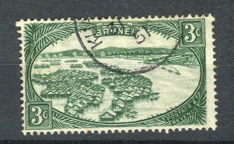 Brunei KGVI 1947-51 3c green SG81 fine used Cover