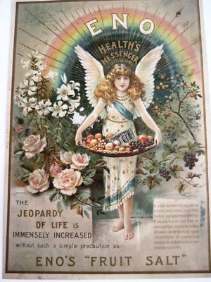 Large Vintage Advertising Card for "Eno's Fruit Salt" w/Stunning Girl Angel   *  Foto 1 de 3