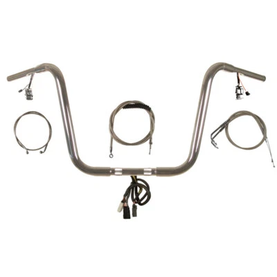 Kit de manillar colgador mono precableado 14" cromado 1 1/4" Harley Softail 1996-2006 Foto 1 de 2
