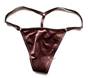 Victoria’s Secret PINK Limited Edition BLING Wink Strappy Thong Panty Brown XS - Picture 1 of 4