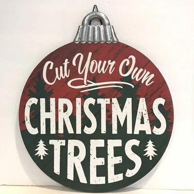 Árbol de Navidad Granja Corta tu propio adorno Pared o Madera Estaca Patio Signo Decoración Foto 1 de 3