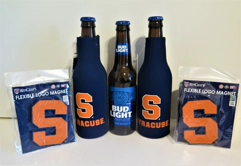 TWO (2) SYRACUSE ORANGE, NEOPRENE BOTTLE SUITS & TWO FLEXIBLE MAGNETS Cover