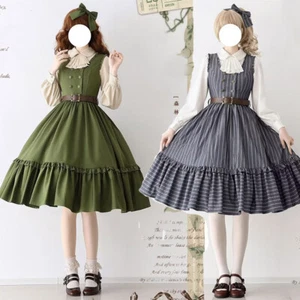 Japanese Lolita Mori Girls JSK A-Line Dress Sleeveless Ruffles Princess Costume - Picture 1 of 11