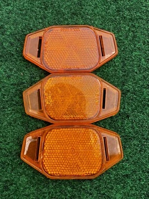 3 reflectores de bicicleta vintage pro-plástico catadióptro amarillo ámbar Foto 1 de 3
