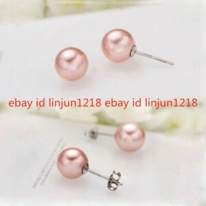 8/10/12mm Natural South Sea Shell Pearl Stud Earrings 925 Sterling Silver Stud