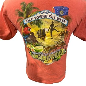 Jimmy Buffet Margaritaville T-Shirt Womens Medium Peach Two Sided Key West - Picture 1 of 9