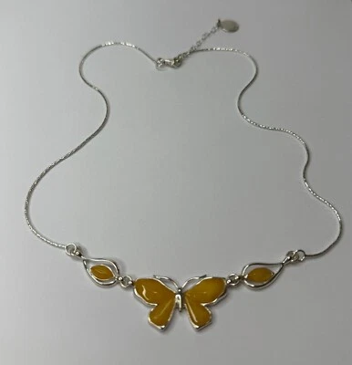 COLLAR MARIPOSA ÁMBAR AMARILLO con Plata de Ley.Collar Joyería Ámbar. Foto 1 de 4