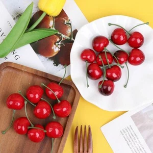 Artificial Cherries Fake Fruit Model Desk Ornament Kitchen Party Home Decoration - Picture 1 of 10