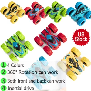 4pcs Friction Powered Car Toys ouble-sided Stunt Flip Inertia Car Toys for Child - Picture 1 of 11