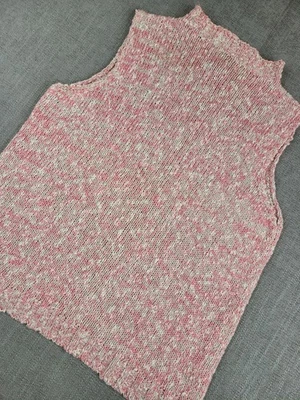 Eileen Fisher Top Womens S Pet Pink Tank Sleeveless Knit Linen Blend High Neck - Image 1 of 4