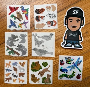 NEW VTG SANDYLION STICKER DESIGNS FUZZY PRISMATIC FOIL SHEET DISNEY ANIMALS BIRD - Picture 1 of 2