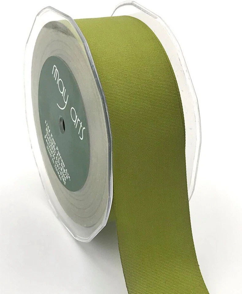 May Arts Olive 1.5 Inch Faux Lightweight Linen Ribbon with Woven Edge - 30 Yards - Image 1 of 1