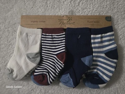 Paquete de 8 calcetines de algodón orgánico Touched By Nature 12-24M color neutro: borgoña/azul marino Foto 1 de 4