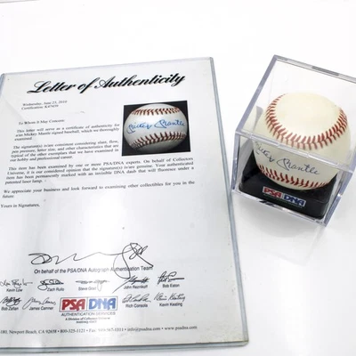 Béisbol autografiado Mickey Mantle certificado de autenticidad PSA ADN con estuche y soporte #M1217 Foto 1 de 4