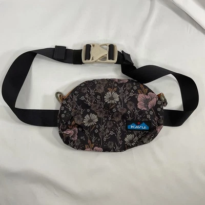 Kavu Spectator Bag Dark Purple Floral Fanny Waist Pack Pouch Belt Adjustable - Image 1 of 3