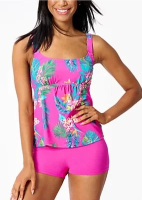 Kim Gravel X Swimsuits For All Sz 14 Tankini Top & Shorts Set Tropical Raspberry - Image 1 of 2