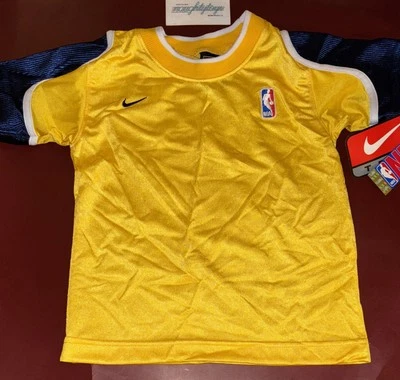 Vtg 2001 Nike Team Yellow Blue Indiana Pacers NBA T Shirt Boys Sz 6 *New w/ Tags - Image 1 of 4