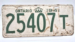 1941 ONTARIO LICENSE PLATE 25407 T VINTAGE CANADA 🇨🇦 - Bild 1 von 5