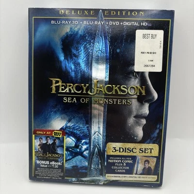 Percy Jackson  Sea of Monsters 3D Blu-ray DVD, 3-Disc  5 collector Trading Cards - Image 1 of 3