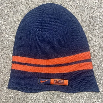 Illinois Fighting Illini Nike Beanie Sock Hat Blue Orange Stripe Knit Adult OSFM - Image 1 of 3