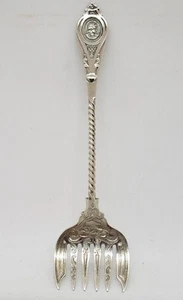 Albert Coles Medallion Coin Silver Sardine Fork Monogram 6.25 In A5 - Picture 1 of 6