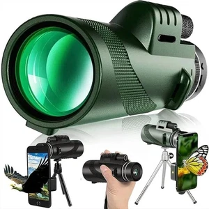 80x100 HD Monocular Telescope with Tripod & Phone Adapter Waterproof - Picture 1 of 8