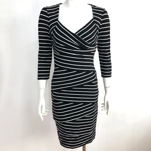 White House Black Market Women’s Size 6 Striped stretch rayon Dress Tiered - Picture 1 of 20