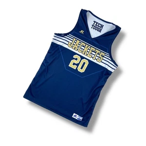 GEORGIA TECH Mens Reversible Basketball Jersey Large Blue White Yellow Jackets - Picture 1 of 14