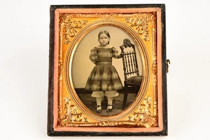 Ambrotype of Young Girl in 1/6 Plate Wood Composite Union Case V22 - Picture 1 of 6