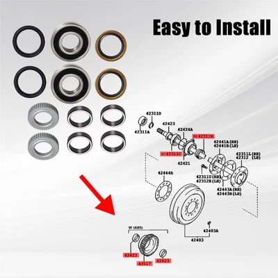 Rear Axle Shaft Bearing& Seal Kit 90363-40068 For Toyota Tacoma Tundra 4Runner Foto 1 de 4