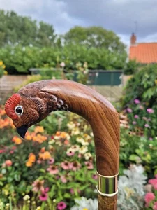 Red Grouse hand carved wooden walking cane for men women stick bird Red Grouse L - Picture 1 of 2
