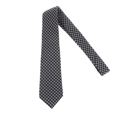 Corbata Kiton nueva sin etiquetas 100 % seda siete pliegues gris claro/azul y negro pata de gallo Foto 1 de 4