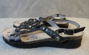 Abeo Strappy Slingback Sandal Womens Size 8 Black Leather WN8 - Picture 1 of 7