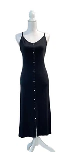 Aerie Body-con Ribbed Black Dress MIDI Size M - Picture 1 of 6