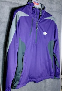 Kansas State Wildcats Antigua Jacket Windbreaker Mens Size L Purple Pockets Zip - Picture 1 of 14