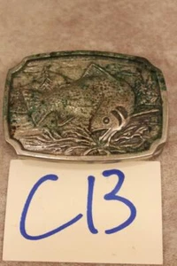 C13B VINTAGE AS IS BTS MASSIVE DEUTSCHE SILBER FORELLENFISCH GÜRTELSCHNALLE - Bild 1 von 1