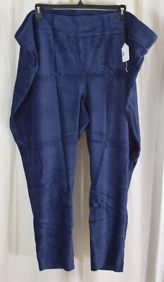 Denim & Co. Regular Smooth Waist Knit Cord Leggings Blue Plus Size 5X - Image 1 of 3