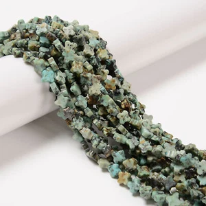 Natural African Turquoise Four Leaf Clover Shape Beads Size 8mm 15.5'' Strand - Picture 1 of 3