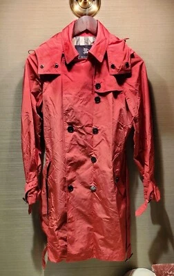 Burberry London Nova Check Trench Coat Polyester Red Size 38/US:S Authentic - Image 1 of 4