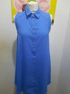Primark Womens Shirt Dress Size UK 10 38 sleeveless blue layering swing dress  - Picture 1 of 9