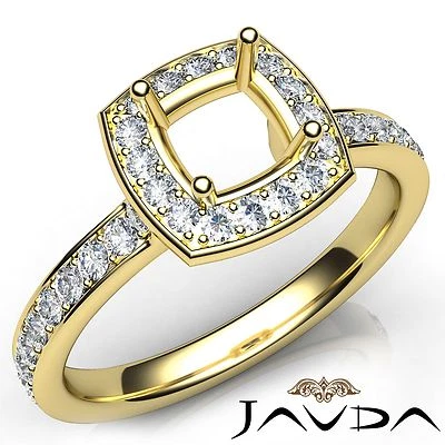 Classic Halo Cushion Semi Mount Diamond Engagement Ring 14k Yellow Gold 0.45Ctw. - Image 1 of 4