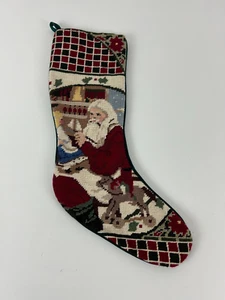 Medias de Navidad Juguetes de Papá Noel Punta de Aguja Terciopelo Verde De Colección Vacaciones 21" - Imagen 1 de 3