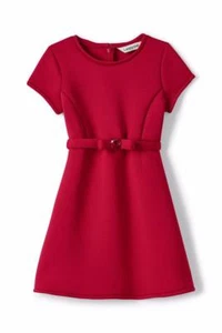 LANDS' END Little Girls' 4 Red Bonded Knit Belted Dress NWT $59 - Picture 1 of 2