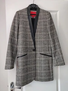 Mango Suits Wool Mix Longline Checked Suit Jacket UK 6 / XS - Picture 1 of 9
