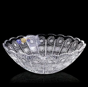 Bohemian Czech Hand Cut 10" Crystal Bowl Queen Lace 500PK - Picture 1 of 4