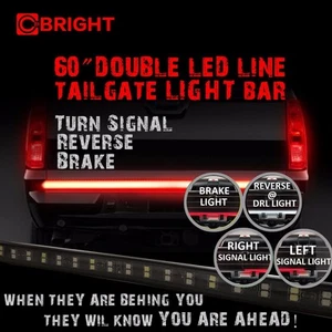 60" Running/Brake/Reverse/Signal LED TAILGATE TAIL LIGHT BAR STRIP PICK-UP TRUCK - Picture 1 of 7