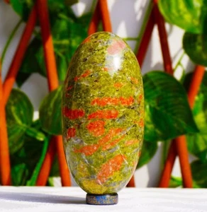 Small 110MM Natural Red Green Unakite Healing Energy Decorative Power Lingam - Picture 1 of 9