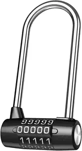 5 Digit Combination Padlock, Lengthened Combination Lock, Long Shackle Gym Lock, - Picture 1 of 7
