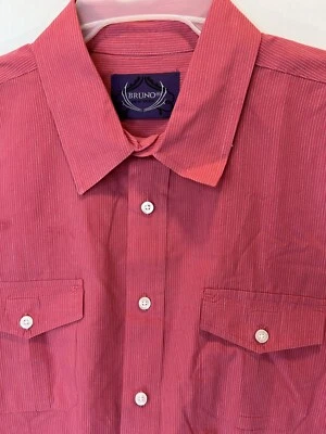 Bruno Shirt Mens XL Pink White Stripe Long Sleeve Button Up Collared Shirt - Image 1 of 4