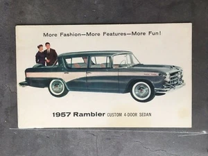 Rambler 1957 personalizado sedán de 4 puertas publicidad postal vintage sin usar - Imagen 1 de 7